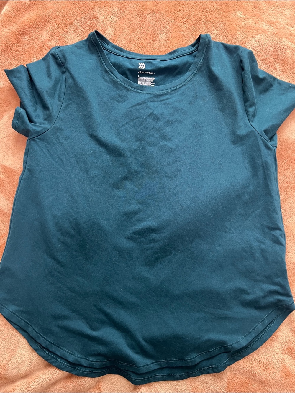 Target All In Motion Women's Teal Scoop Neck Short Sleeve Tee - Size Large